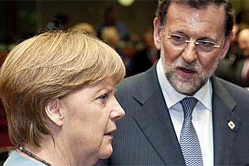 Merkel liga los eurobonos a inversiones en España