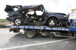 Cuatro muertos en un choque frontal en Tarragona