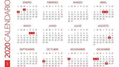 Calendario laboral Madrid 2020: días festivos y puentes