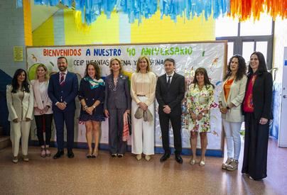 Las Infantas Dª Cristina y Dª Elena de Borbón y Grecia visitan el colegio que lleva su nombre en Sanse