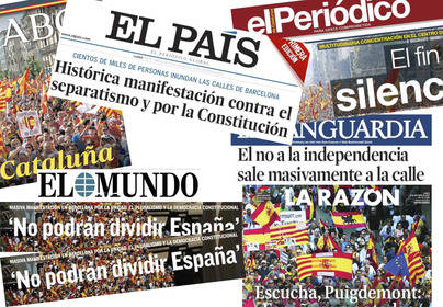 La manifestación, portada de todo los periódicos nacionales
