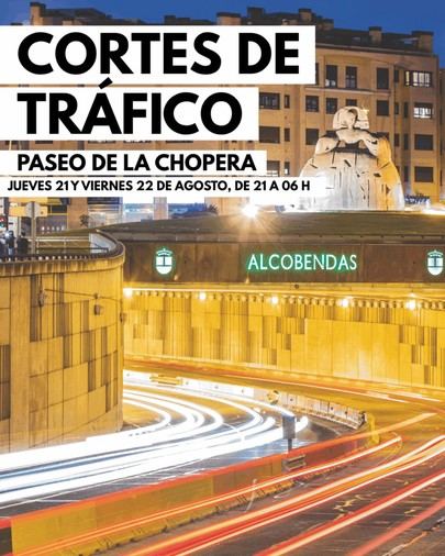 Corte de tráfico nocturno en Alcobendas para instalar pasarela en el túnel del Paseo de la Chopera