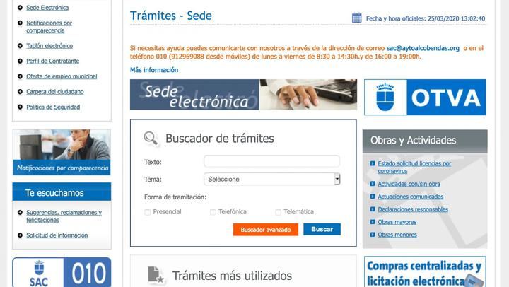 La web municipal de Alcobendas facilita hasta 133 trámites desde casa