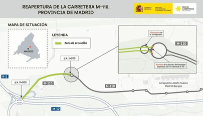 La reapertura de la M-110 abrirá una nueva conexión entre La Moraleja, Valdebebas y la M-12