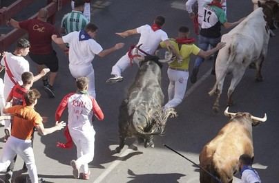 Un herido por asta de toro en el quinto encierro de Sanse