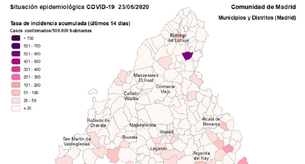 La zona norte de Madrid sigue aumentando los nuevos casos de Covid19