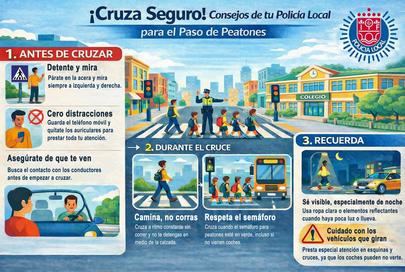 La Policía Local de Sanse lanza unas recomendaciones para cruzar los pasos de peatones