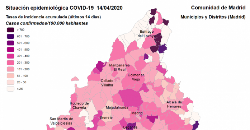 Alcobendas registra 220 casos confirmados de covid19 en los últimos 14 días